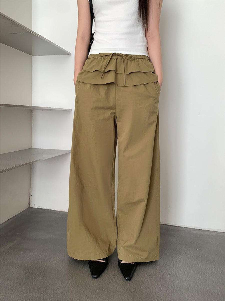 Ruffled-Layer Wide-Leg Trousers