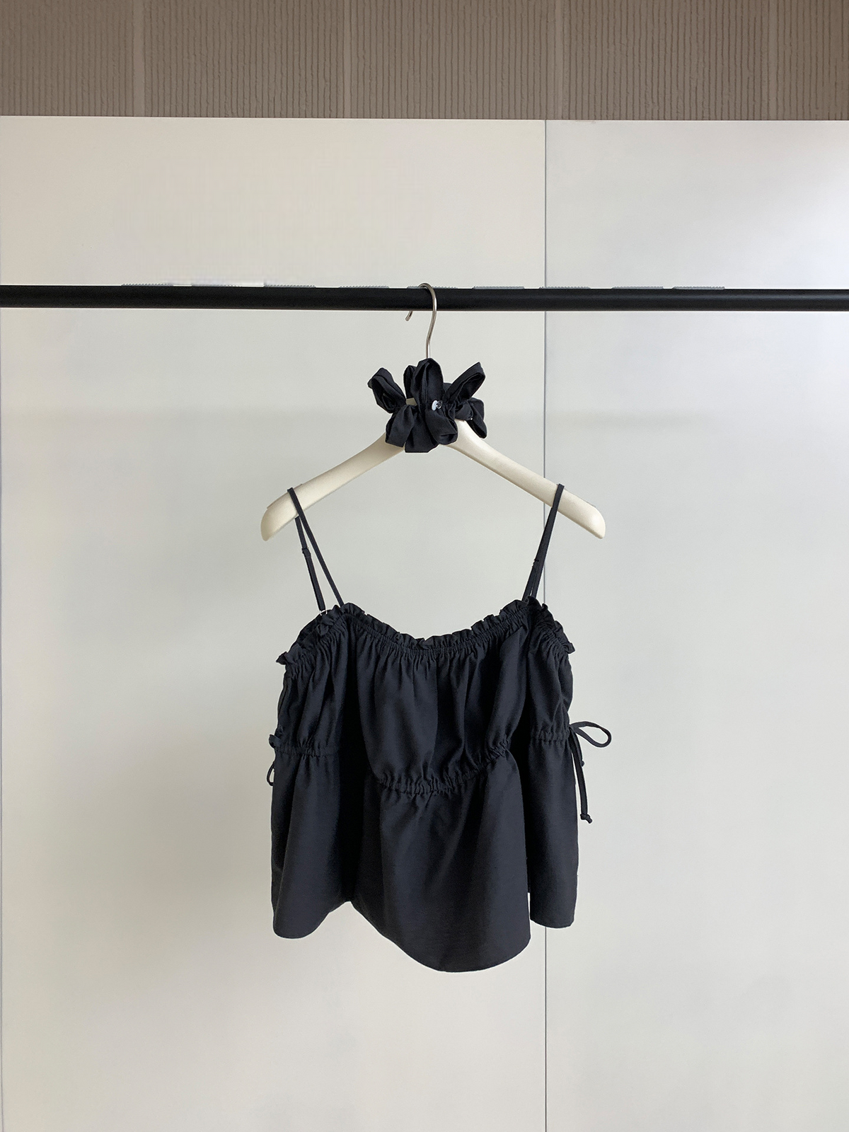 Drawstring Waist Sleeveless Camisole Ruffle Top