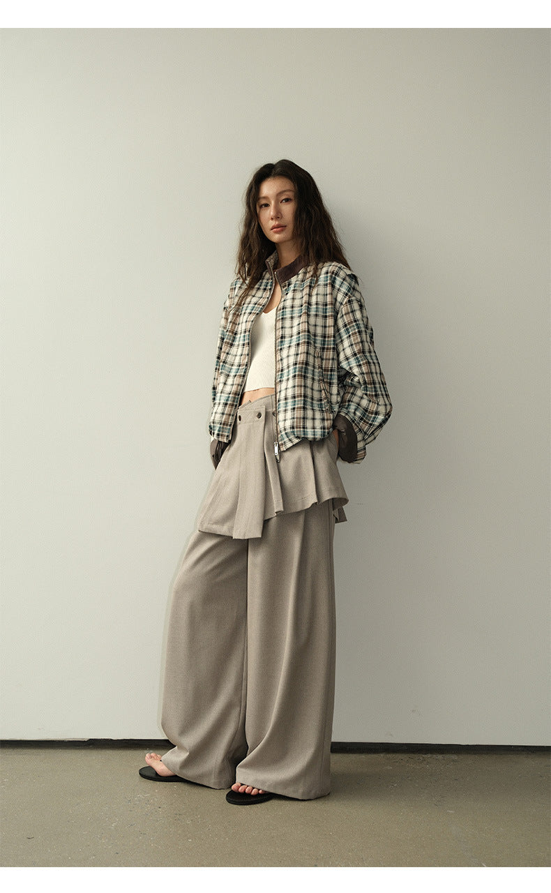 Drape Two-Piece Apron Wide Leg Suit Pants
