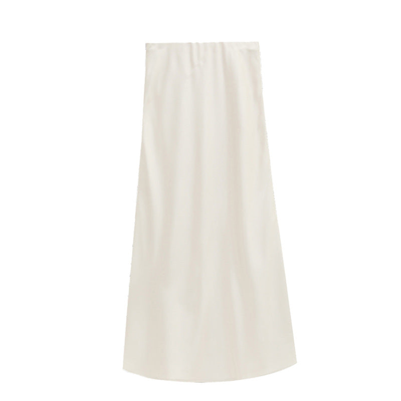 A-line drape Satin Maxi Skirt