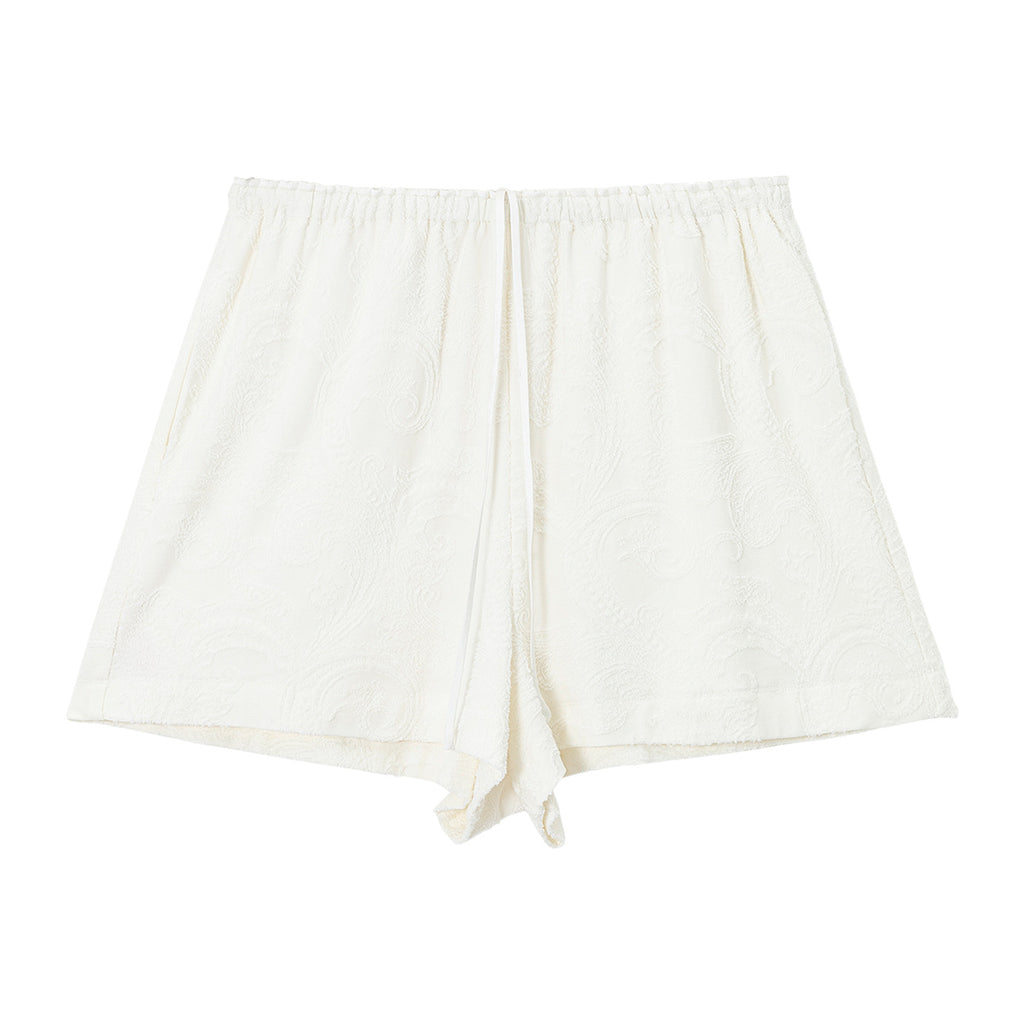 Relaxed Embroidered Drawstring Lounge Shorts