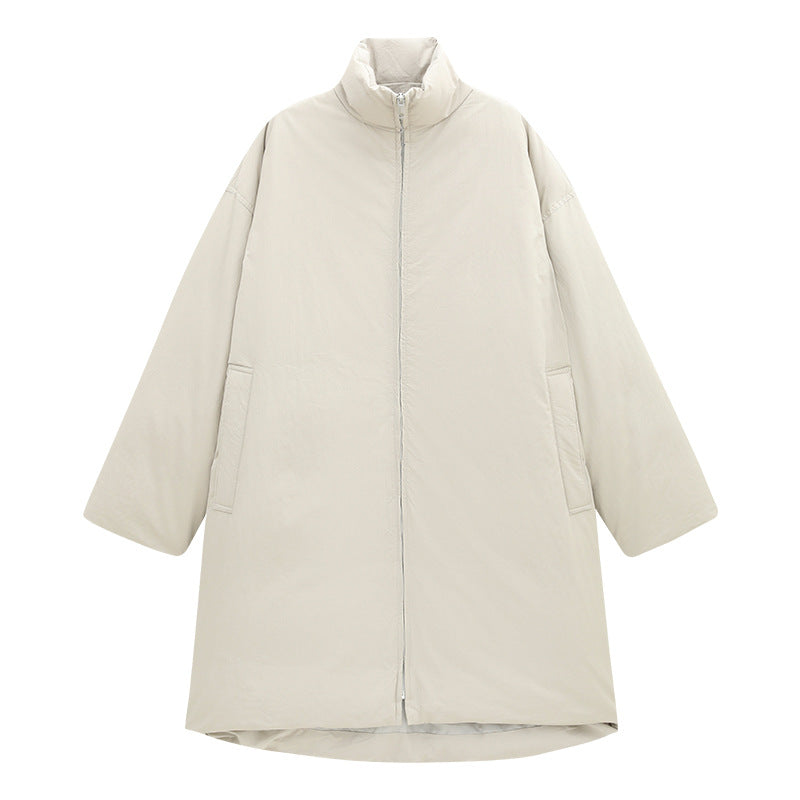 White Duck Down Warm-Locking Mid-Length Down Coat