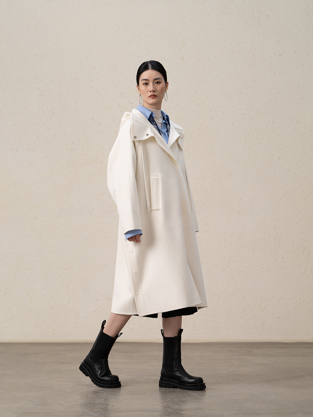 Merino Wool Cashmere Long Coat