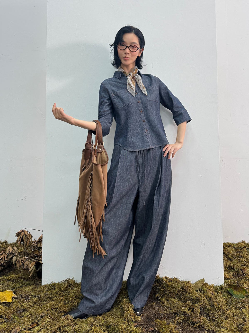 Linen-Cotton Casual Denim Pants