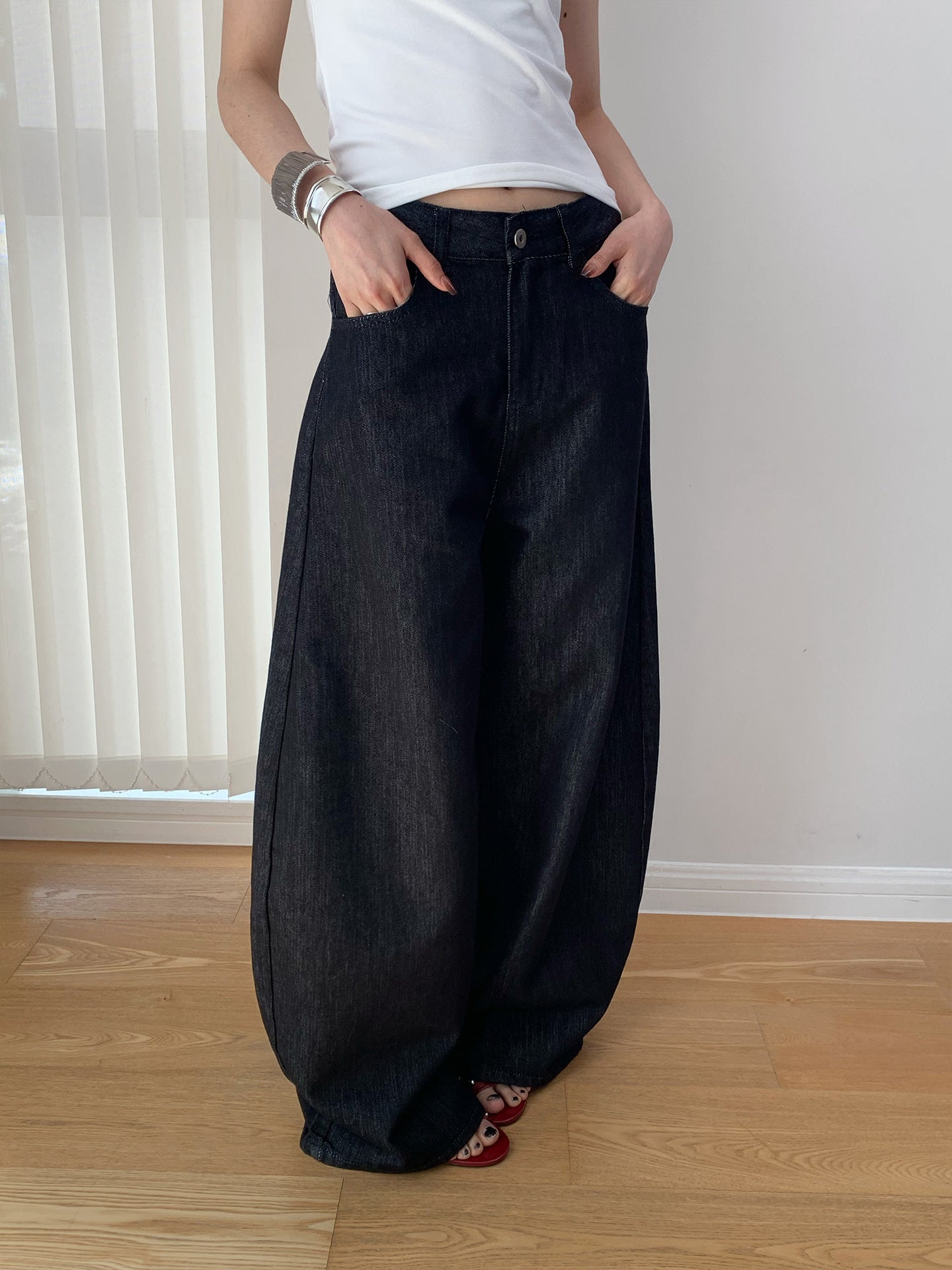 Wide-Leg Casual Long Baggy Jeans