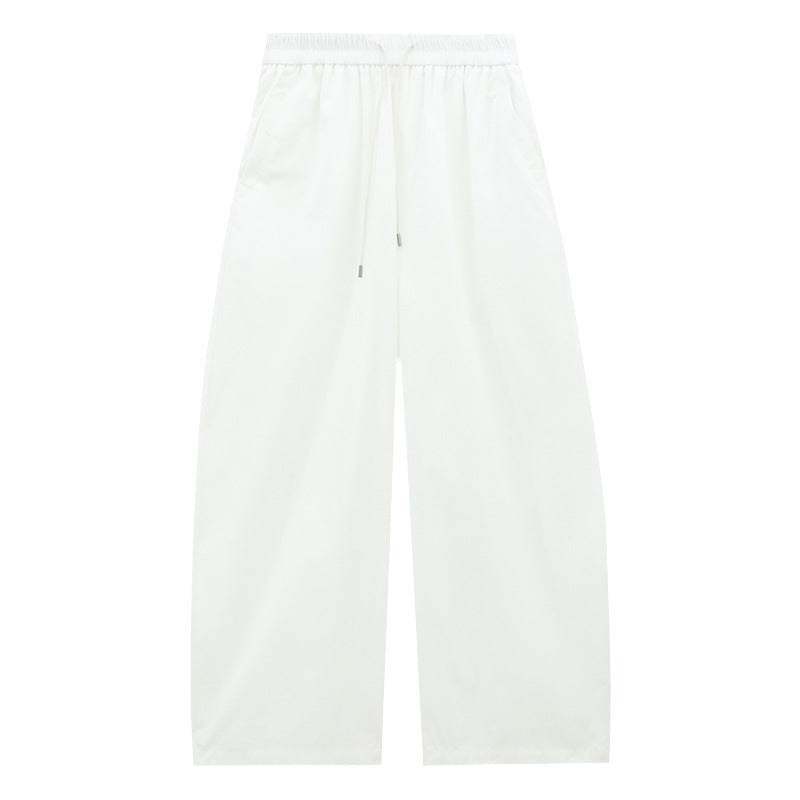Drawstring Elastic Waist Barrel Pants