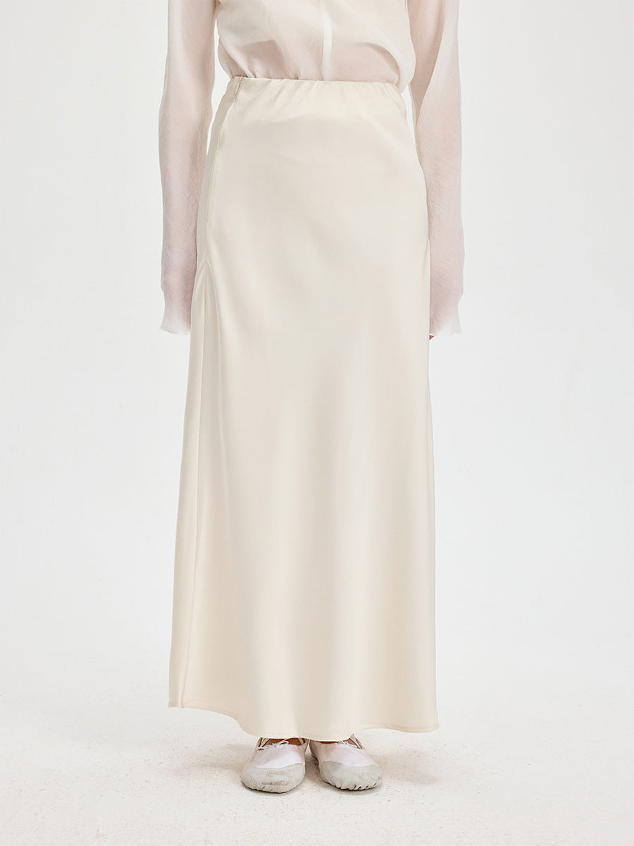 A-line drape Satin Maxi Skirt