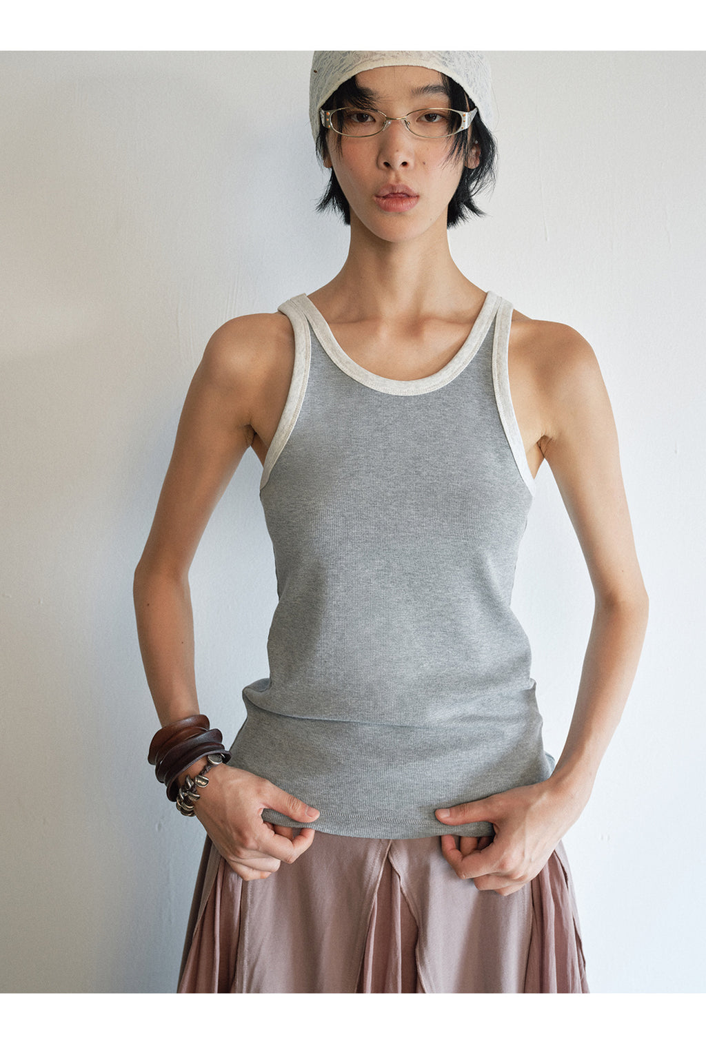Layered Color-Blocking Casual Tank Top