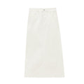 High Waist Straight Vintage Wash Denim Maxi Skirt