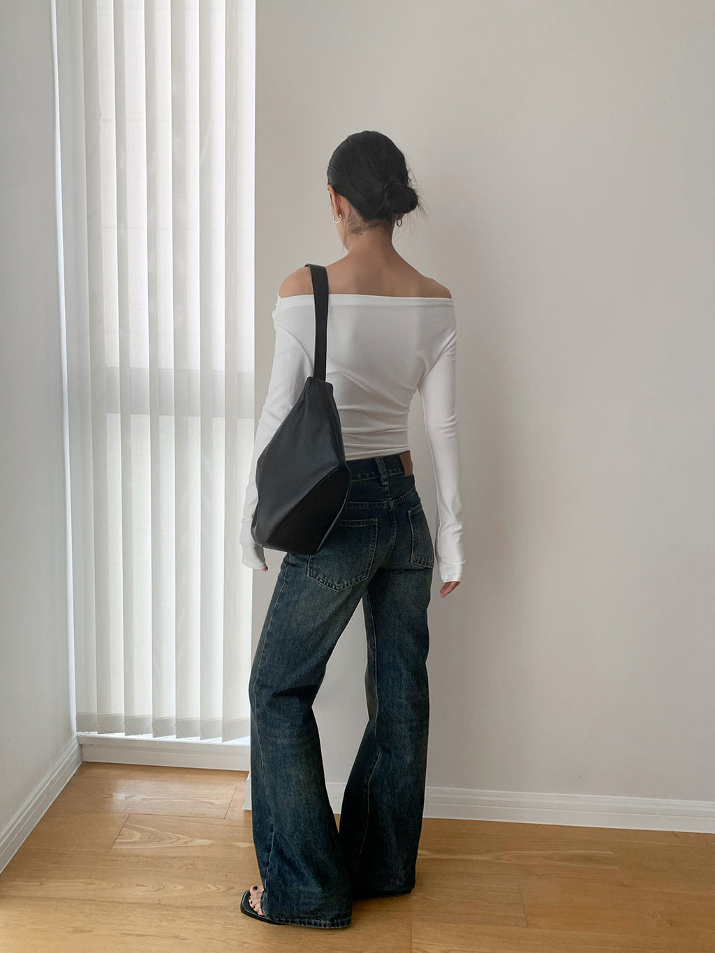 Mock Neck Ribbed Long Sleeve Cutout Top
