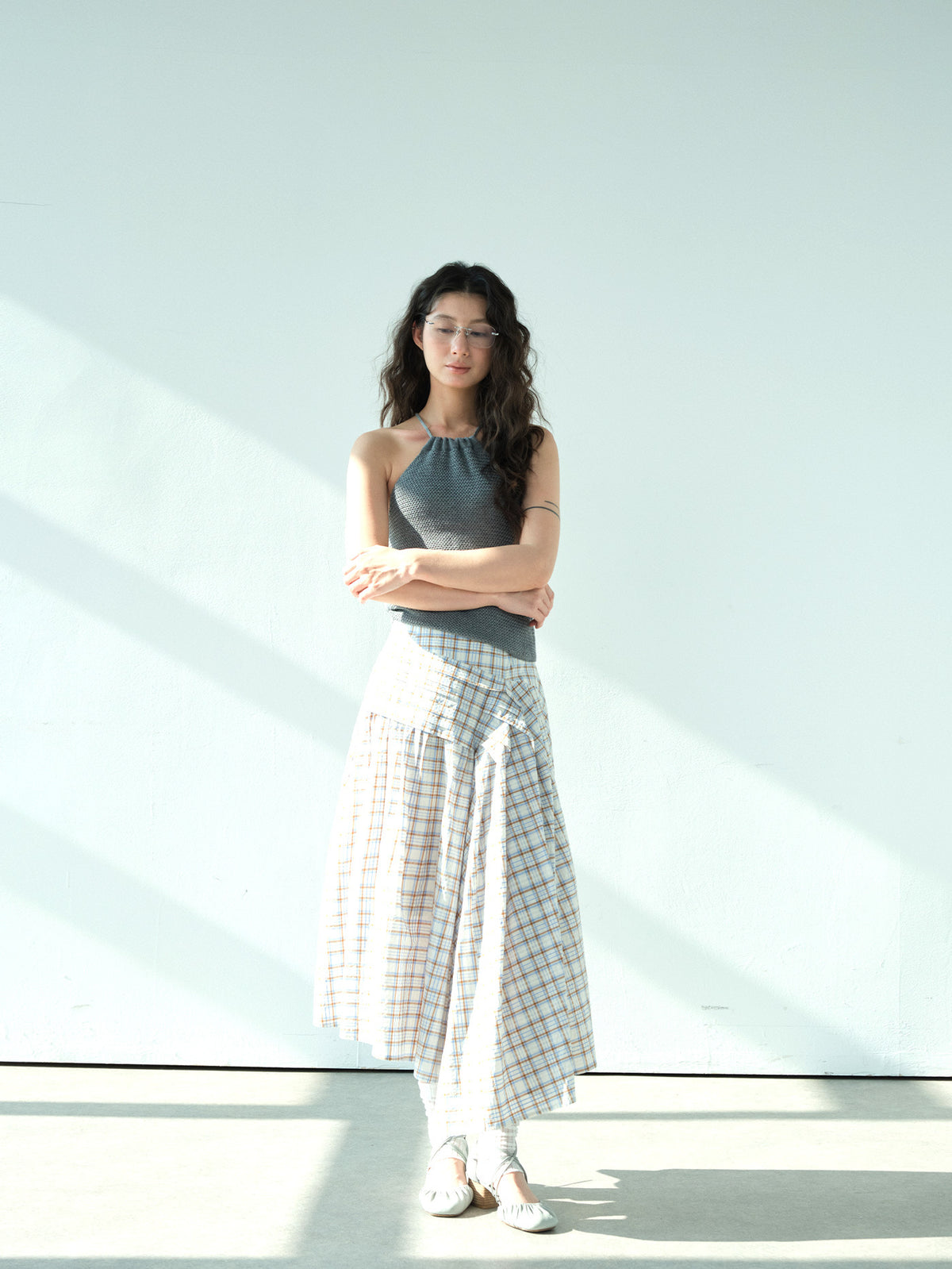 Backless Cotton Knit Drawstring Halter Neck Camisole Top