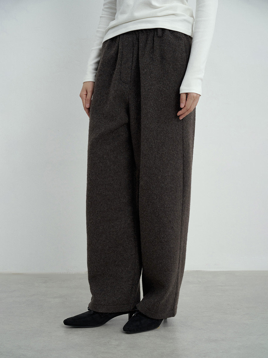 Soft Wool-Blend Wide-Leg Trousers