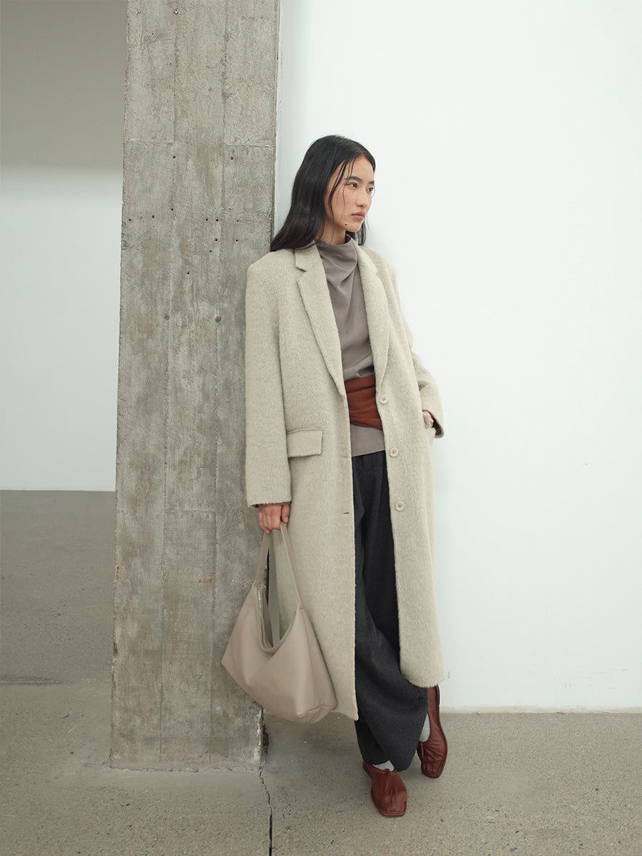 V-neck Elegant Alpaca Woolen Jacket