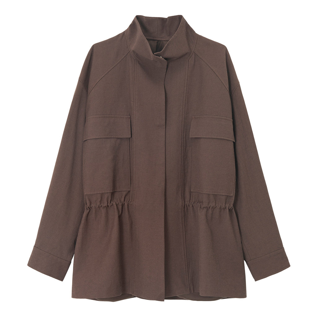 Stand Collar Large Patch Pocket Jacket