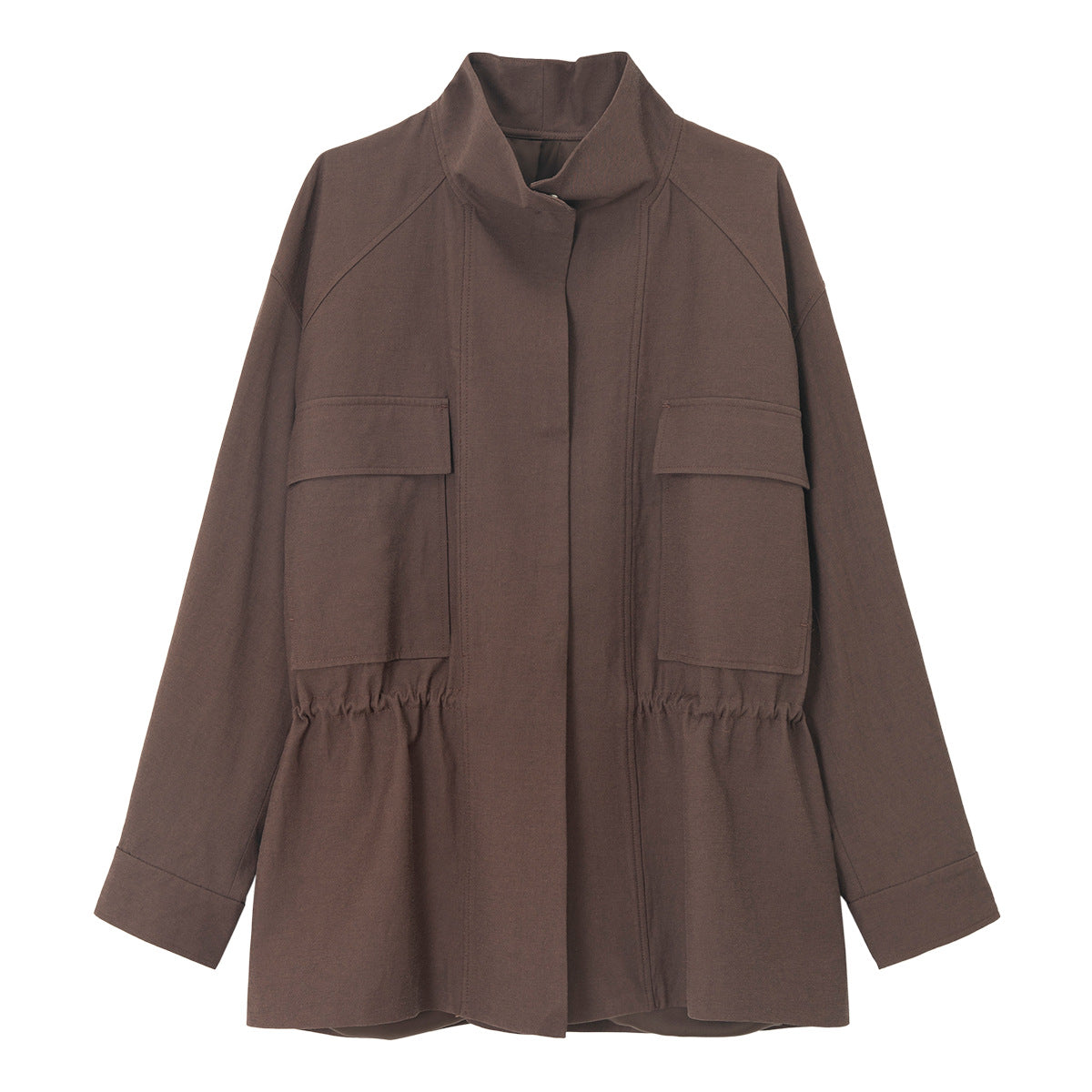 Stand Collar Large Patch Pocket Jacket