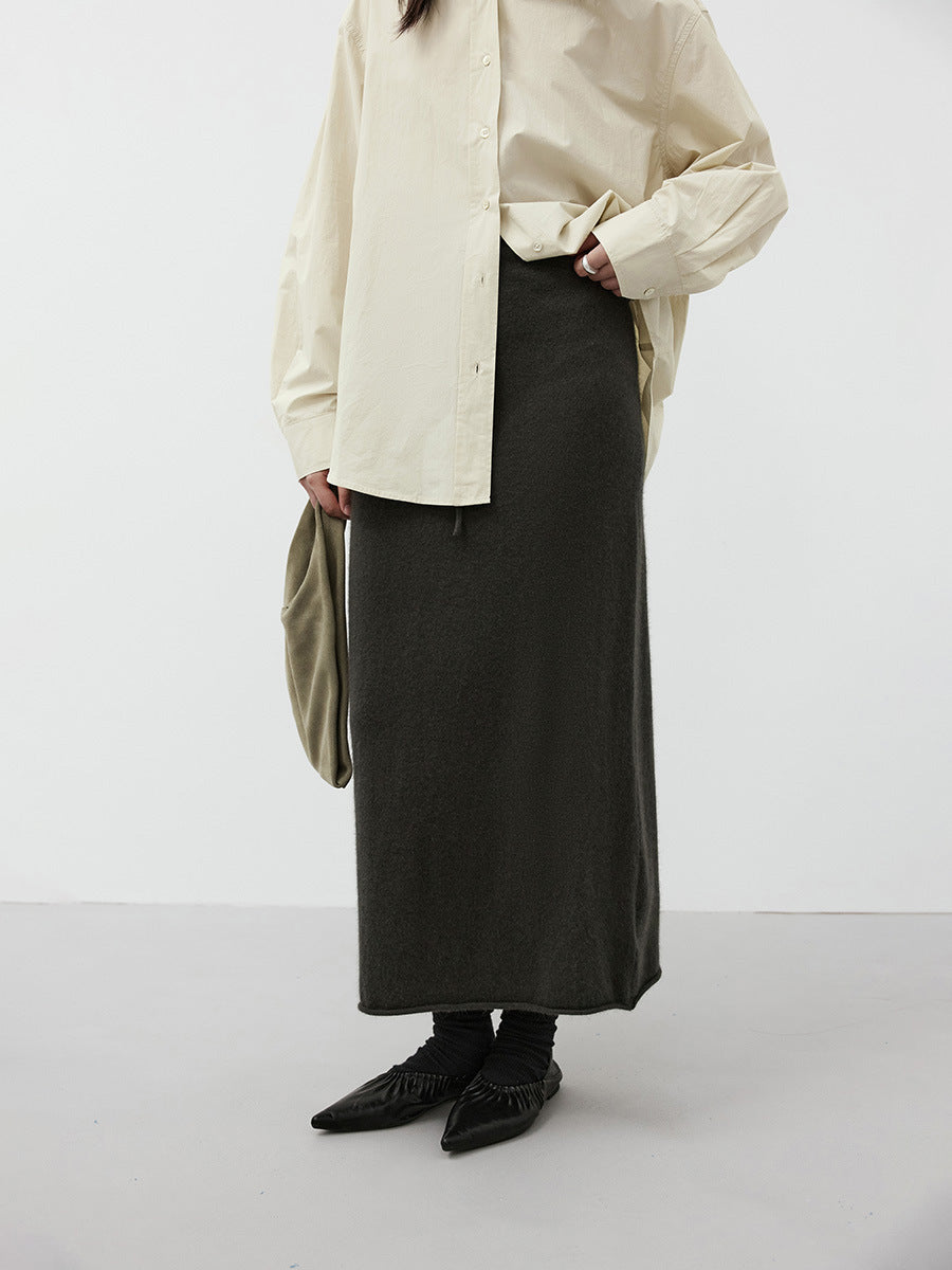 Soft Knit Drawstring Maxi Skirt