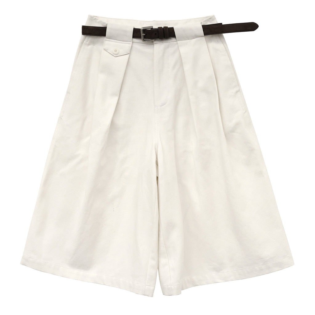 Pleated Wide-Leg Baggy Dress Shorts