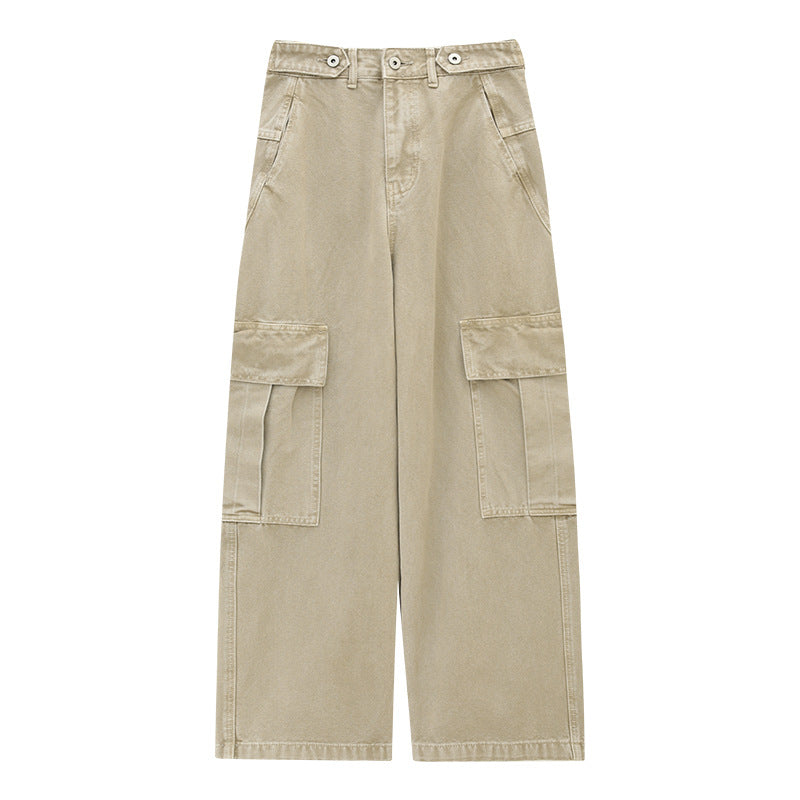 Distressed Wide Leg Cargo Work Pants