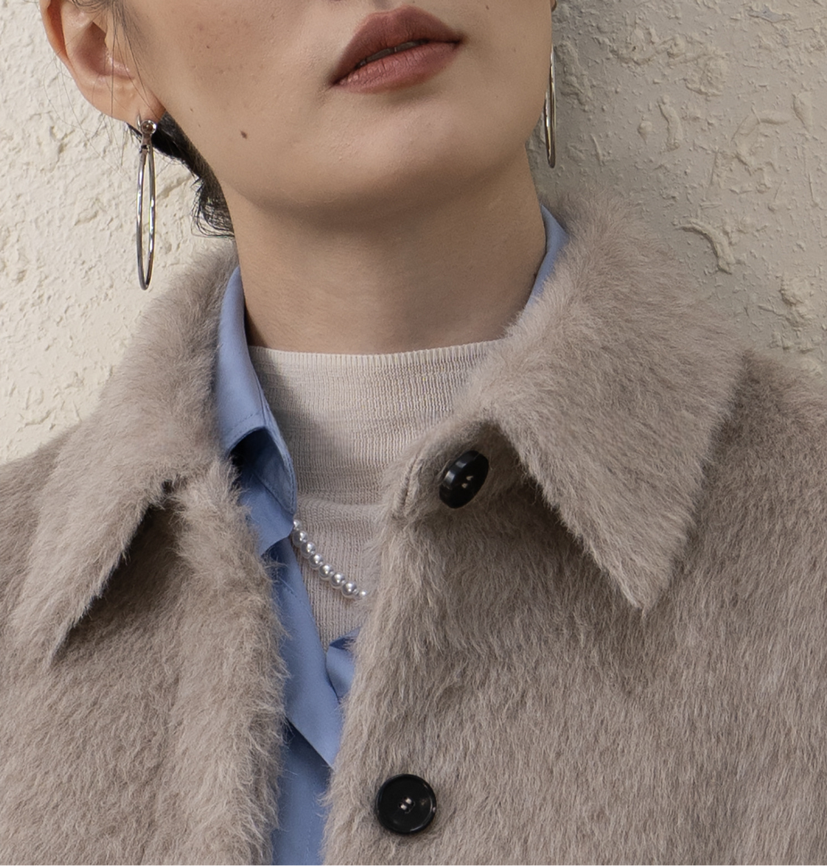 Suri Alpaca & Merino Wool Buttoned Shearling Long Coat