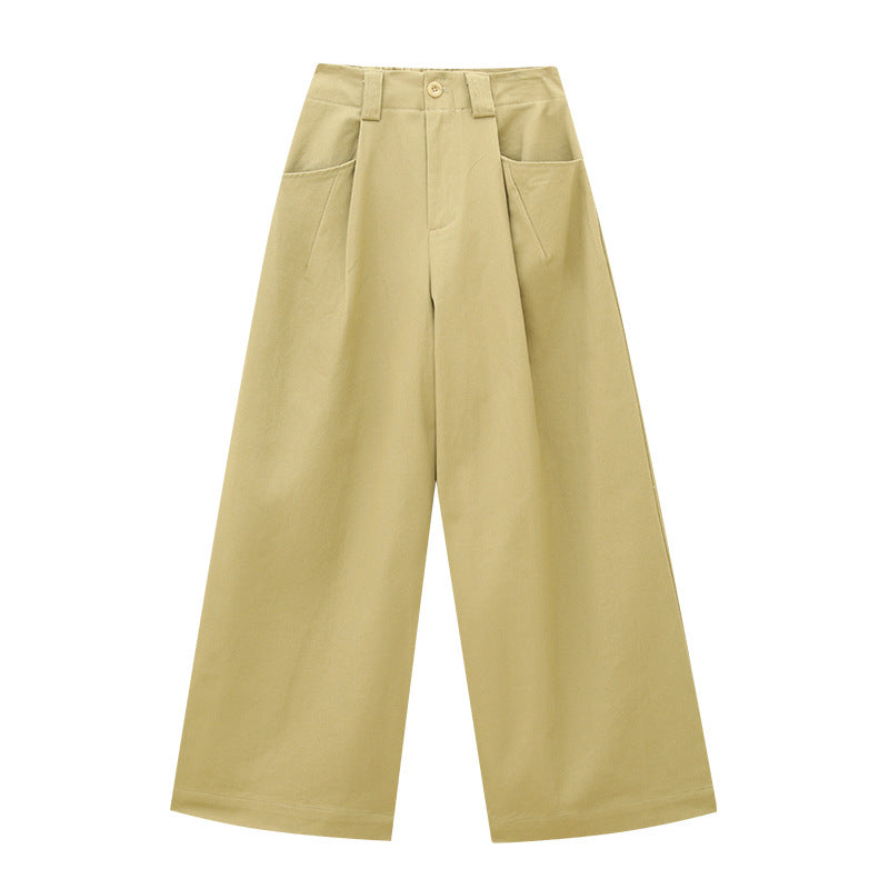 High-Rise Wide-Leg Smooth Cotton Trousers
