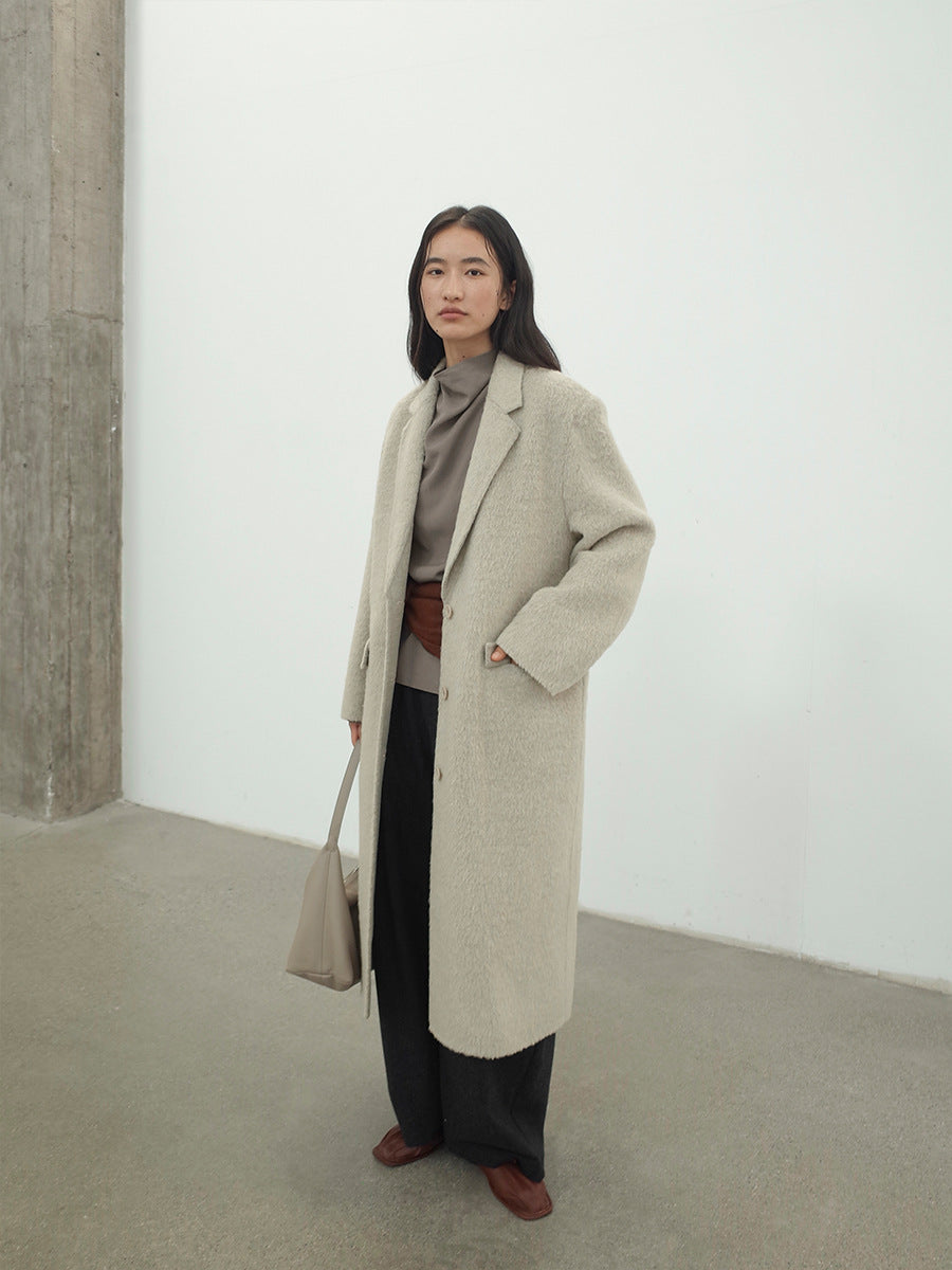 V-neck Elegant Alpaca Woolen Jacket