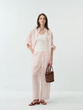Sheer Linen Wide-leg Pants