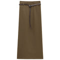 Hepburn Style Wool Straight Cut Maxi Skirt with Stylish Rope Belt