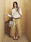 Linen-cotton Blend Coarse Single-breasted Knit Sweater