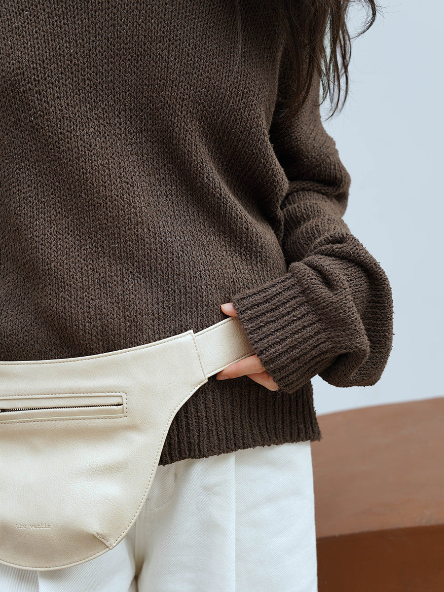 Large V-neck Loose Knit Sweater