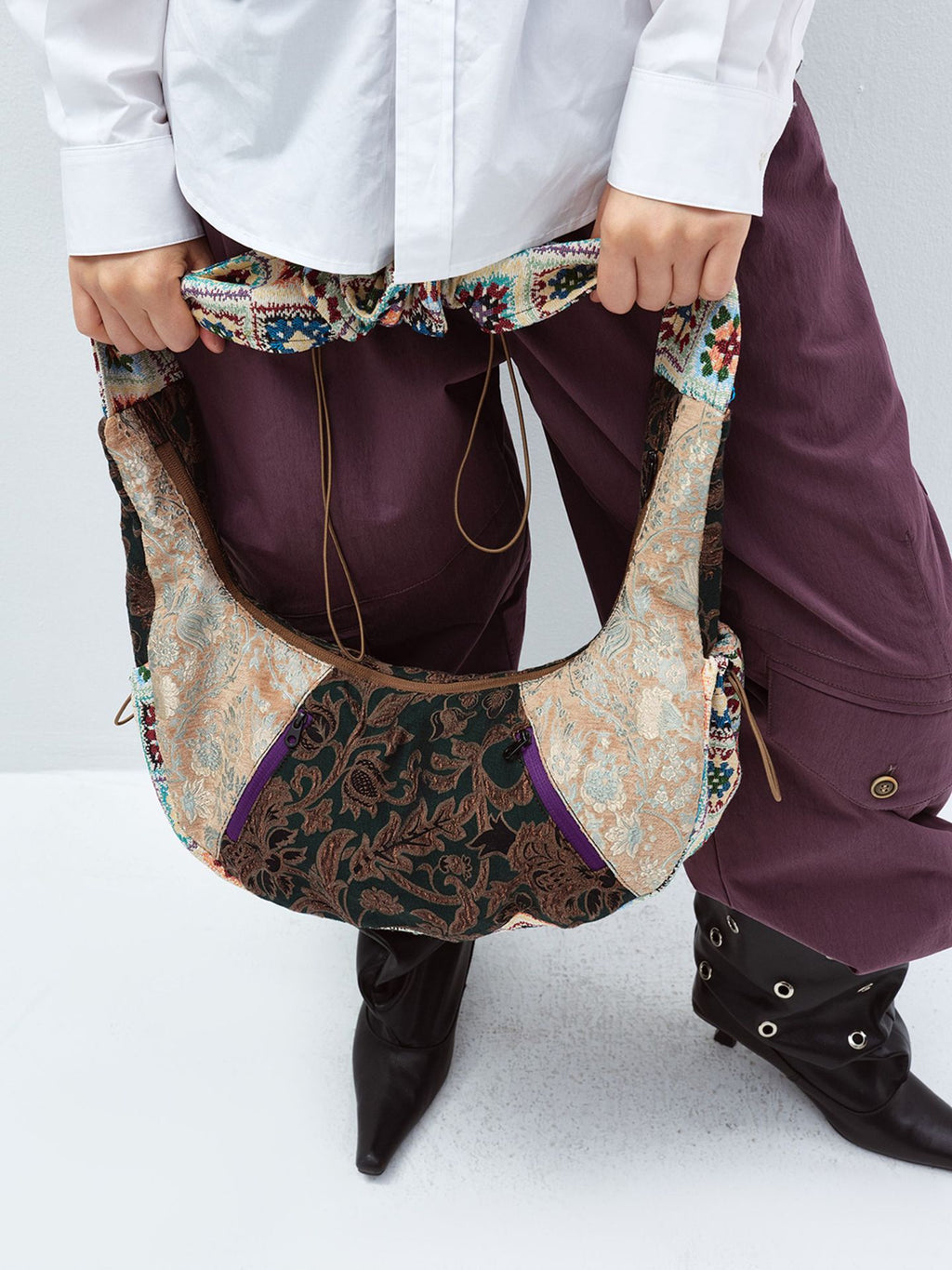 Multi-material Patchwork Wandering Crossbody Shoulder Bag