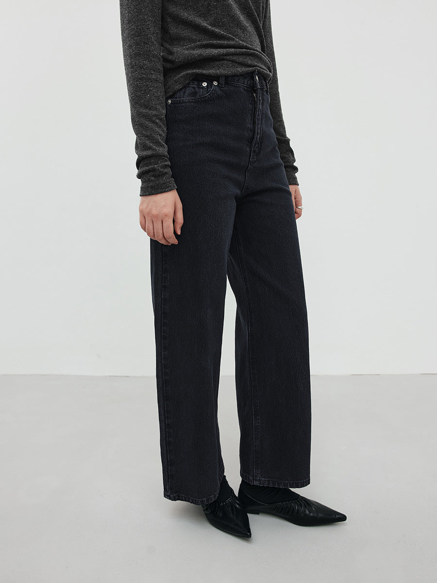Minimalist Warm Straight Versatile Washed Jeans