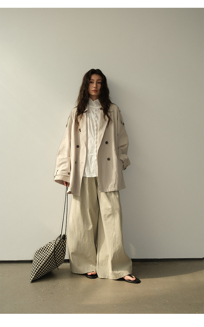 Double-Breasted Lapel Mid-Length Trench Coat