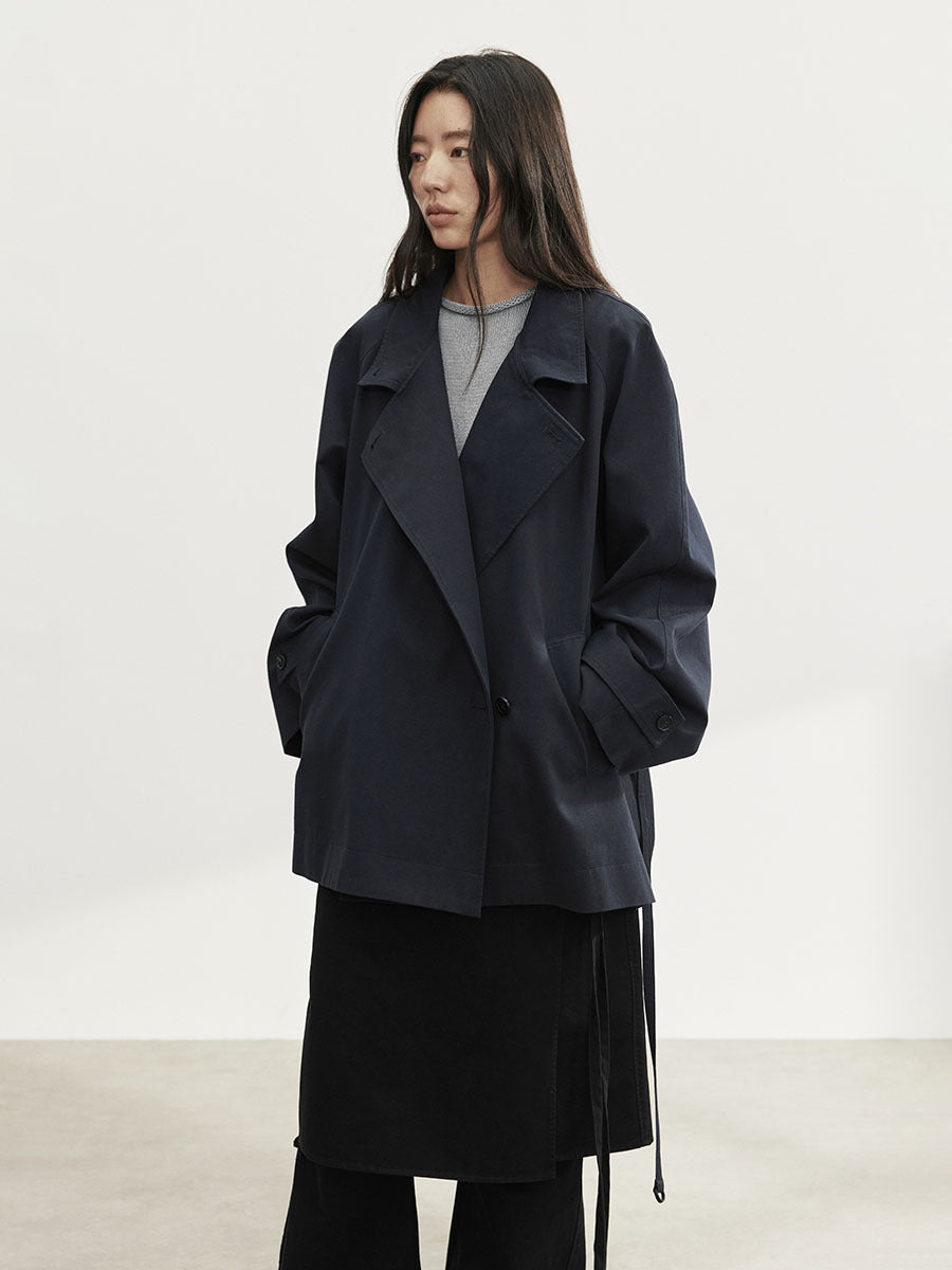 Relaxed Double-Breasted Oversized Trench Jacket