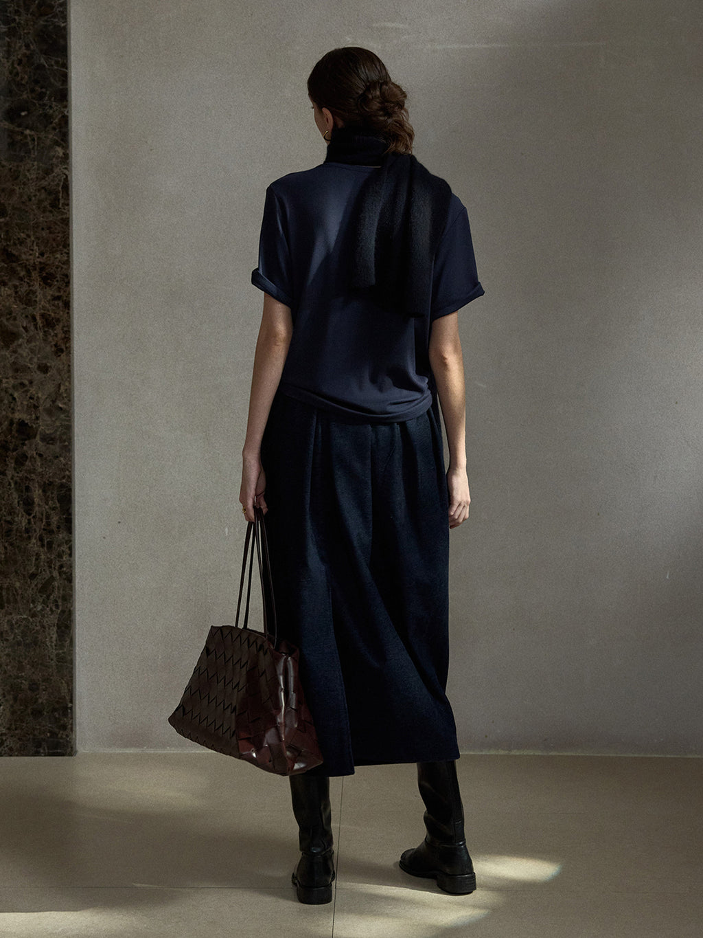 Gathered Balloon Midi Skirt
