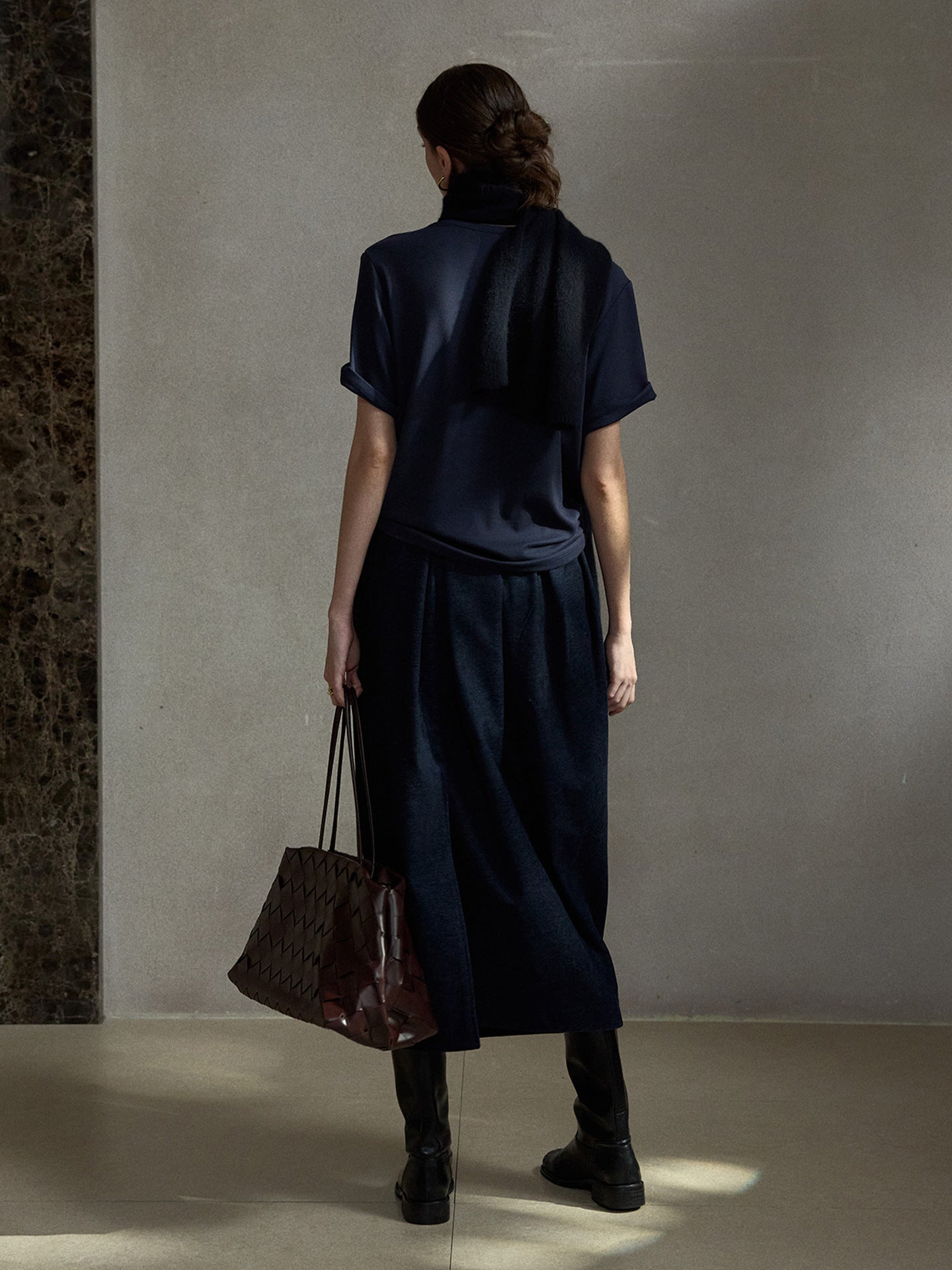 Gathered Balloon Midi Skirt