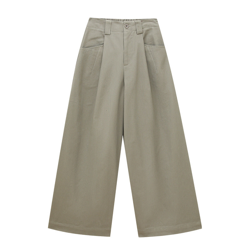High-Rise Wide-Leg Smooth Cotton Trousers