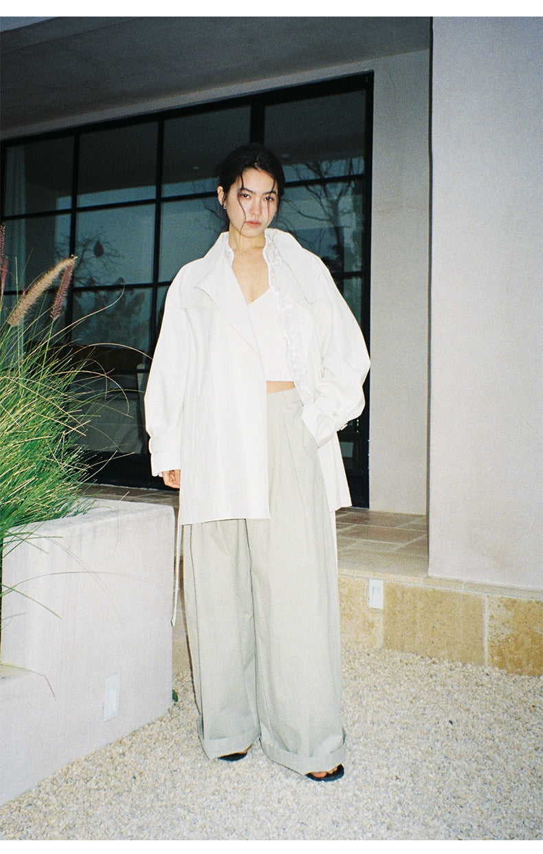 Pleated Casual Wide-leg Pants