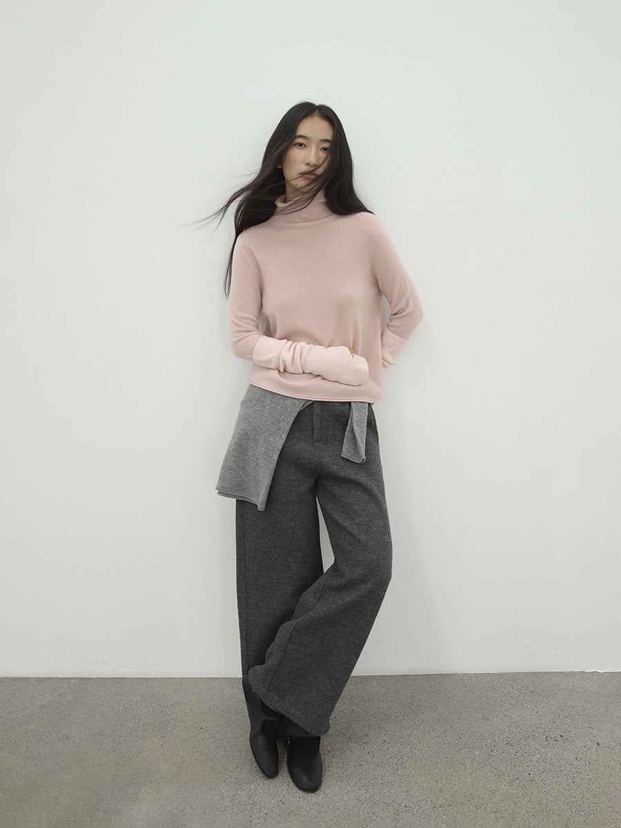 Thickened Warm Relaxed Wool Straight Leg Casual Pants