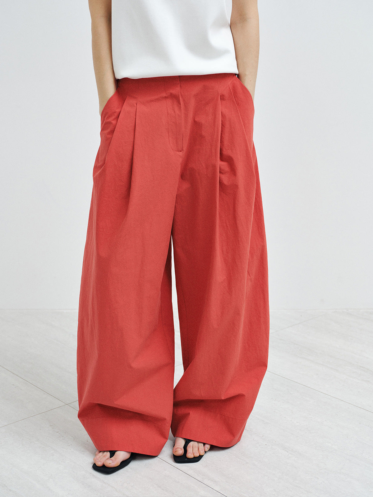 Pleated Wide-leg Baggy Pants