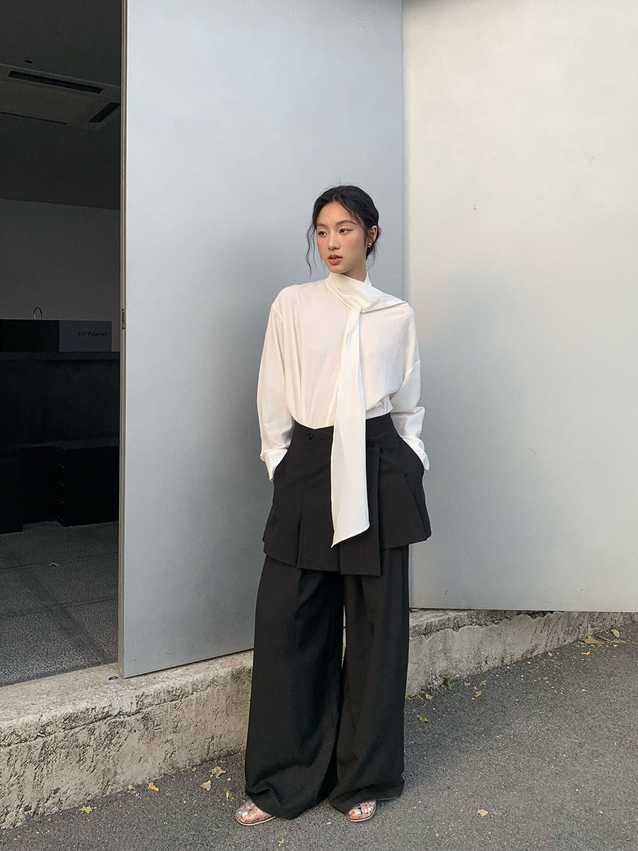 Drape Two-piece Apron Wide-leg Suit Pants