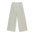 High-Waist Solid Color Cotton Slight Stretch Wide-Leg Cropped Pants